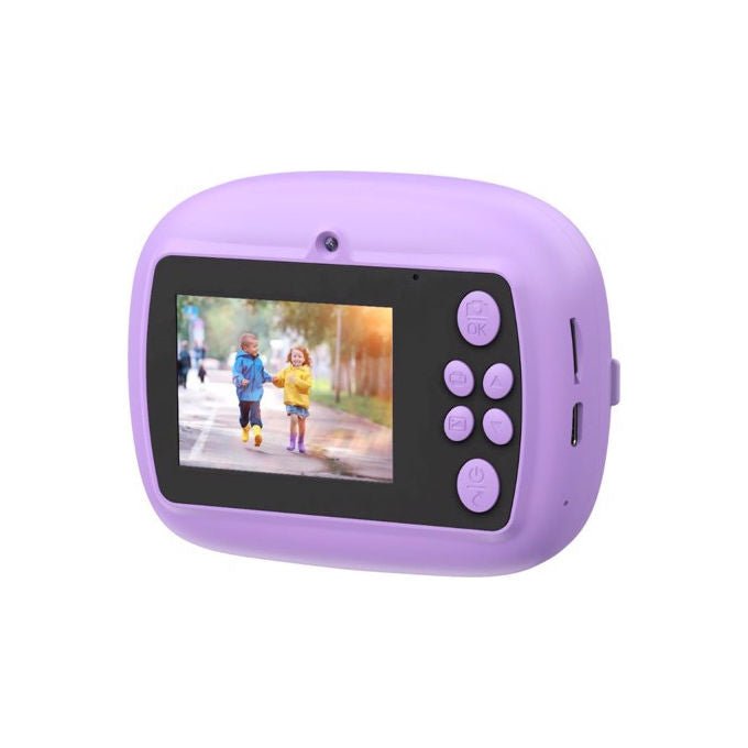 Celly fotocamera istantanea per bambini, stampa laser adesiva, schermo 2.4 pollici, 2 rotoli inclusi, viola
