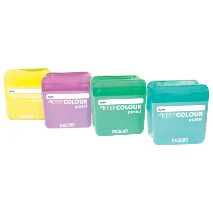 Arda temperamatite smart pastel bicolor 2.0, 2 fori, contenitore con chiusura ermetica, colori assortiti, made in Italy