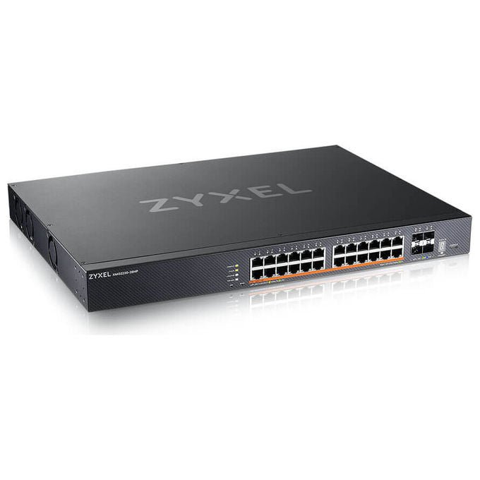 Zyxel switch gestito L2-L3 XMG2230-28HP, 24 porte 2.5G PoE++, 4 porte 10G SFP+, 1440W PoE budget, rack 1U, nero