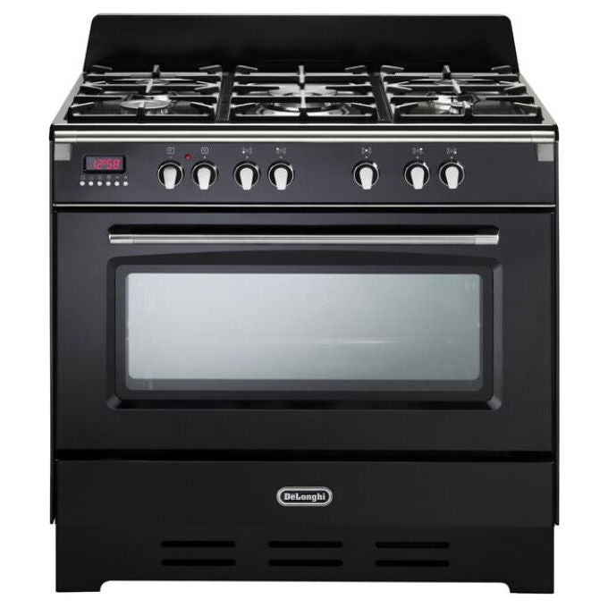 De Longhi cucina a gas libera installazione, 90x60 cm, 5 fuochi, forno a gas ventilato, inox, DL965FGXB