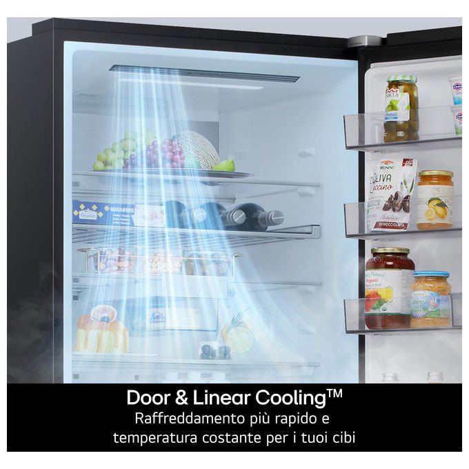 LG frigorifero combinato Total No Frost, GBBSJ20DEP, 375 L, 203 cm, classe D, 60 cm, nero