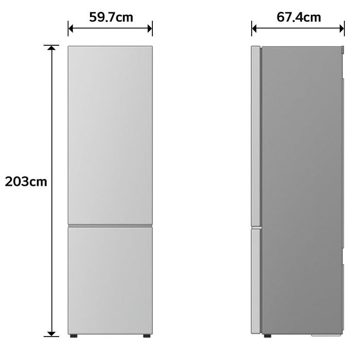 LG frigorifero combinato Total No Frost, GBBSJ20DEP, 375 L, 203 cm, classe D, 60 cm, nero