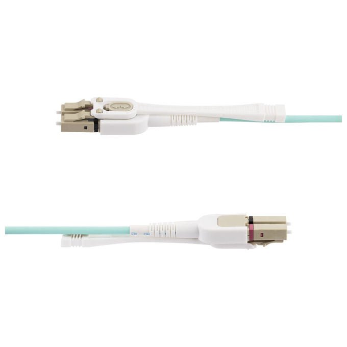 StarTech.com cavo patch fibra ottica multimodale OM4, LC a LC UPC duplex, 10 m, 50-125 µm, 100G, LSZH, linguette push-pull