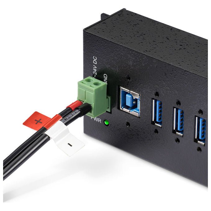 StarTech.com adattatore di alimentazione universale 160w, 24v 6,6a, ingresso 100-240v ac, morsettiera 2 e 3 poli, cavo 1,2m, per hub usb industriali, nero