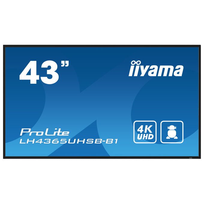 Iiyama ProLite LH4365UHSB-B1, monitor 43 pollici segnaletica digitale, 4K UHD, 800 cd-m², Android 11, 24-7, Wi-Fi, nero