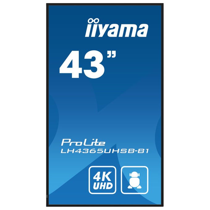 Iiyama ProLite LH4365UHSB-B1, monitor 43 pollici segnaletica digitale, 4K UHD, 800 cd-m², Android 11, 24-7, Wi-Fi, nero