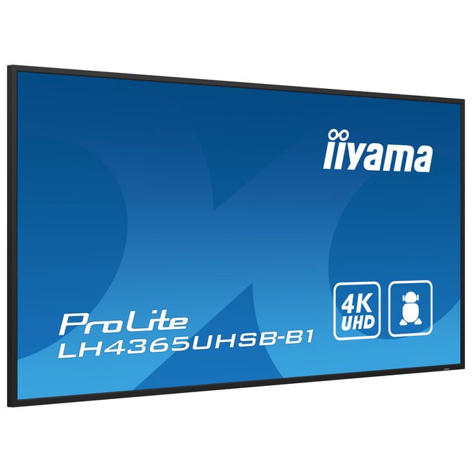 Iiyama ProLite LH4365UHSB-B1, monitor 43 pollici segnaletica digitale, 4K UHD, 800 cd-m², Android 11, 24-7, Wi-Fi, nero