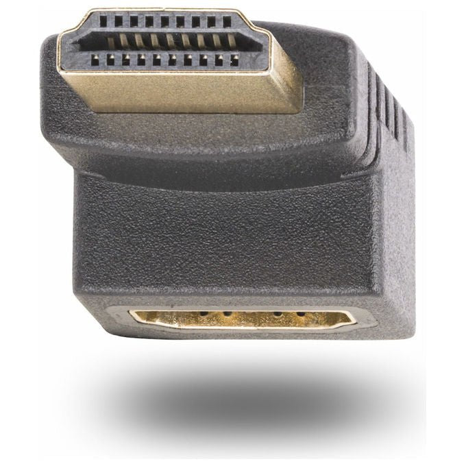 StarTech.com adattatore HDMI 2.0 angolo 90 gradi verso l'alto, maschio femmina, 4K 60Hz, 18 Gbps, HDR, salvaporta, nero