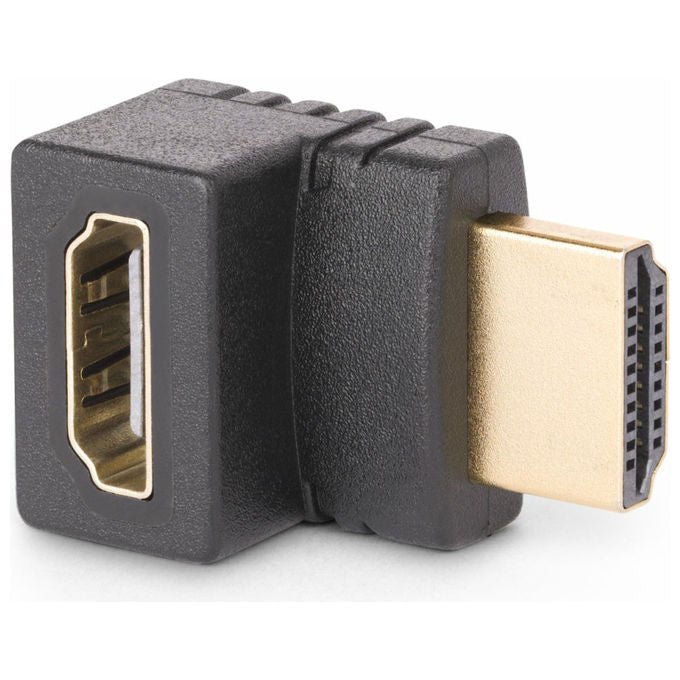 StarTech.com adattatore HDMI 2.0 angolo 90 gradi verso l'alto, maschio femmina, 4K 60Hz, 18 Gbps, HDR, salvaporta, nero