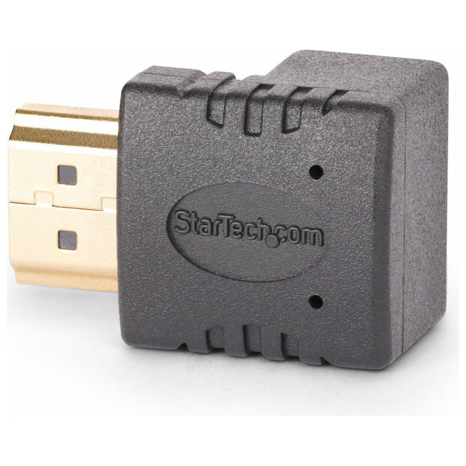StarTech.com adattatore HDMI 2.0 angolo 90 gradi verso l'alto, maschio femmina, 4K 60Hz, 18 Gbps, HDR, salvaporta, nero