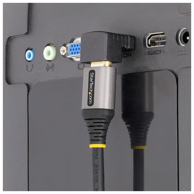 StarTech.com adattatore HDMI 2.0 angolo 90 gradi verso l'alto, maschio femmina, 4K 60Hz, 18 Gbps, HDR, salvaporta, nero