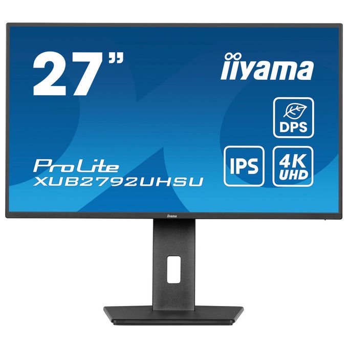 Iiyama ProLite XUB2792UHSU-B6, monitor 27 pollici, 4K Ultra HD IPS, 60Hz, 4ms, hub USB 3.2, USB-C, altoparlanti integrati, regolazione altezza, nero