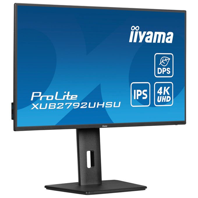 Iiyama ProLite XUB2792UHSU-B6, monitor 27 pollici, 4K Ultra HD IPS, 60Hz, 4ms, hub USB 3.2, USB-C, altoparlanti integrati, regolazione altezza, nero