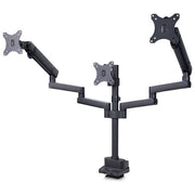 StarTech.com supporto tre monitor fino a 27 pollici, VESA 75x75 e 100x100, bracci a molla senza attrezzi, morsetto a C, nero