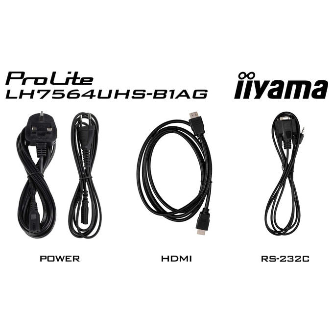 Iiyama display digital signage 75 pollici 4K UHD, ProLite LH7564UHS-B1AG, Android 14, 500 cd-m², Wi-Fi, 24-7, nero
