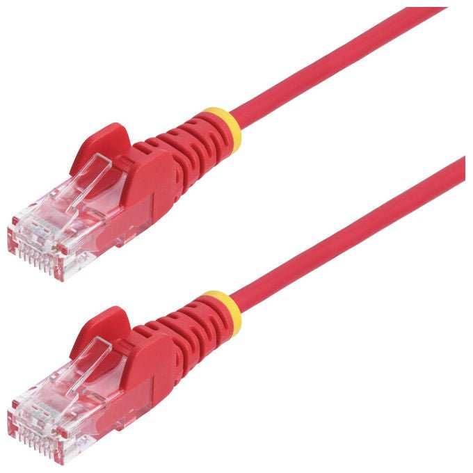 StarTech cavo ethernet cat6 slim rosso 2m, patch utp rj45 snagless, rame puro 28awg, lszh, poe++ 90w, 1gbps, 250mhz, test fluke