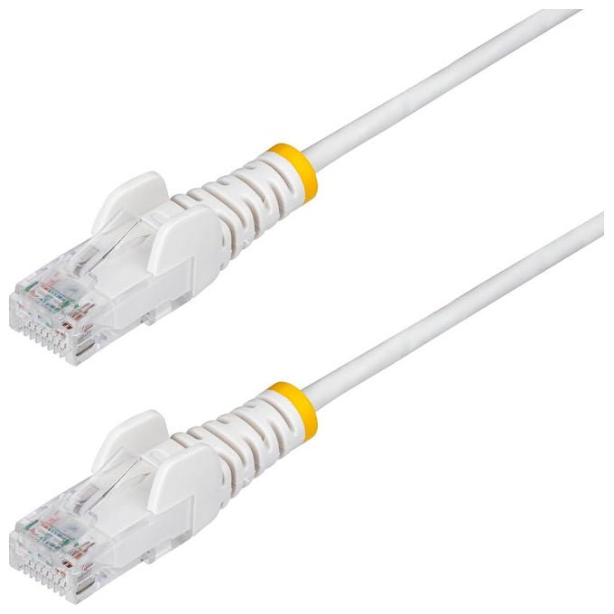 StarTech cavo ethernet cat6 slim bianco 5m, patch utp rj45 snagless, rame puro 28awg, gigabit 1gbps 250mhz, poe++ 90w, lszh, test fluke