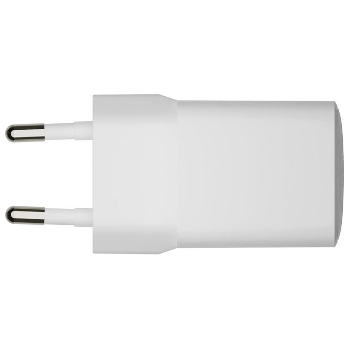 Dbramante1928 caricabatterie da muro USB-A 18W, re-charge pro, ricarica rapida, GaN, plastica riciclata, universale, bianco