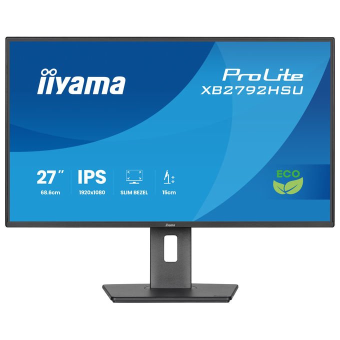 Iiyama ProLite XB2792HSU-B1 monitor 27 pollici, IPS Full HD, 120 Hz, 3 ms, hub USB 3.2, altoparlanti integrati, regolabile in altezza, nero