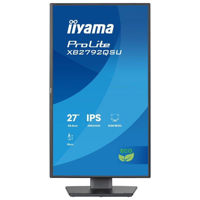 Iiyama ProLite XB2792QSU-B1 monitor 27 pollici, IPS QHD 2560x1440, 120 Hz, 3 ms, hub USB 3.2, altoparlanti, Adaptive Sync, nero