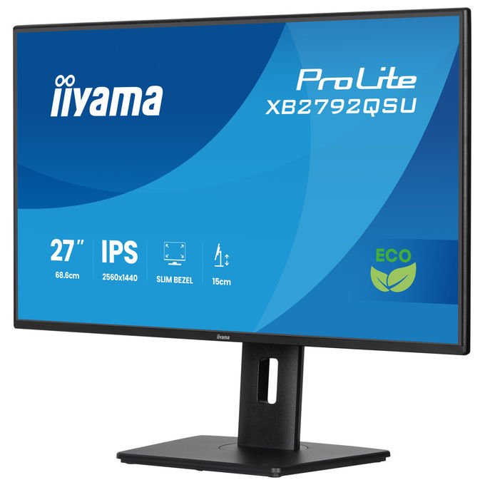Iiyama ProLite XB2792QSU-B1 monitor 27 pollici, IPS QHD 2560x1440, 120 Hz, 3 ms, hub USB 3.2, altoparlanti, Adaptive Sync, nero