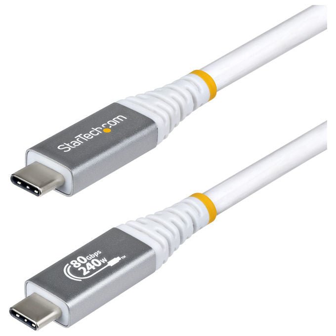 StarTech.com cavo USB4 USB-C 50cm, 80Gbps, Power Delivery 240W, 8K 120Hz, DisplayPort 2.1, compatibile Thunderbolt 4, bianco