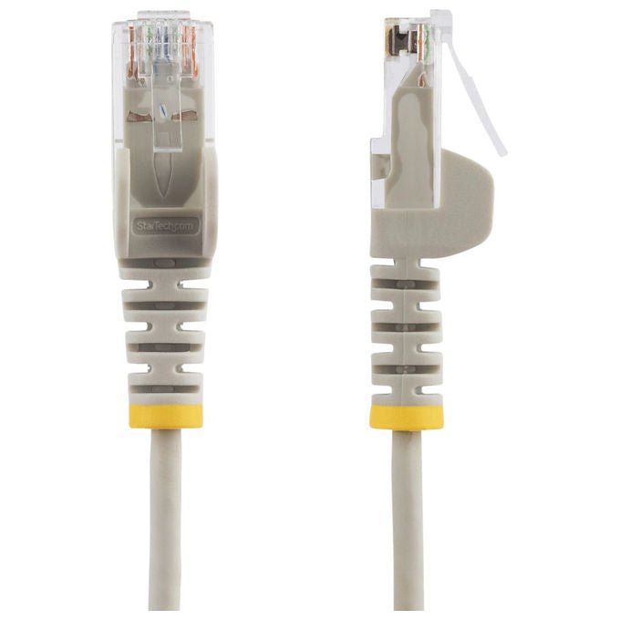 StarTech cavo ethernet cat6 slim 25cm grigio, patch utp rj45 antigroviglio, rame 28awg, poe++ 100w, lszh, 10gbps, 250mhz