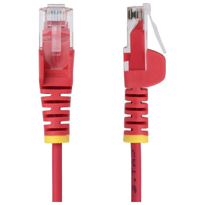 StarTech.com cavo ethernet Cat6 rosso 25 cm, patch UTP slim, RJ45 antigroviglio, PoE++ 100W, 10GBase-T, rame puro 28AWG, LSZH