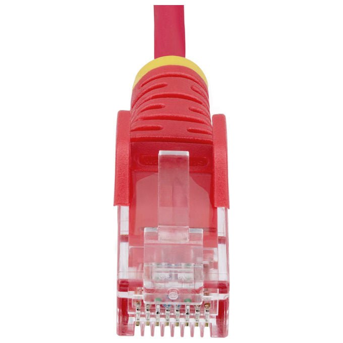 StarTech.com cavo ethernet Cat6 rosso 25 cm, patch UTP slim, RJ45 antigroviglio, PoE++ 100W, 10GBase-T, rame puro 28AWG, LSZH
