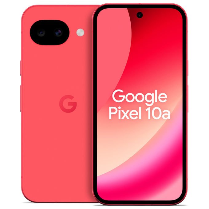 Google Pixel 10a, smartphone 5G, 6.3'' OLED 120Hz, Tensor G4, 8GB RAM, 256GB, doppia fotocamera 48MP, IP68, rosso lampone