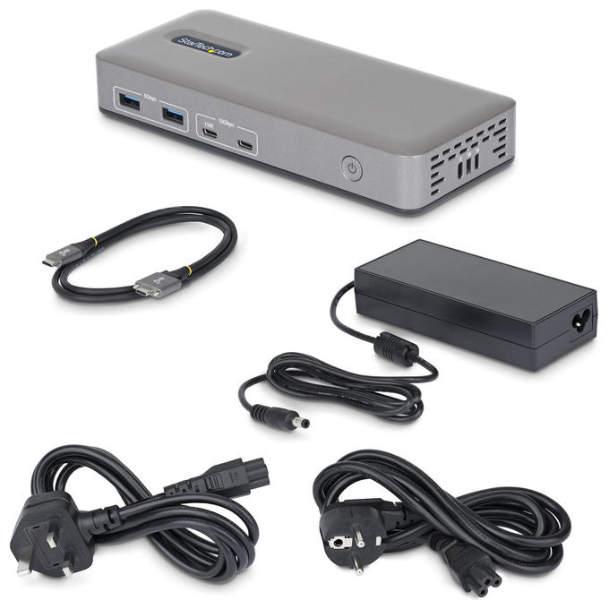 StarTech.com docking station USB-C dual monitor, HDMI 4K 60Hz, ricarica laptop 100W, Ethernet 1GbE, senza driver, grigio