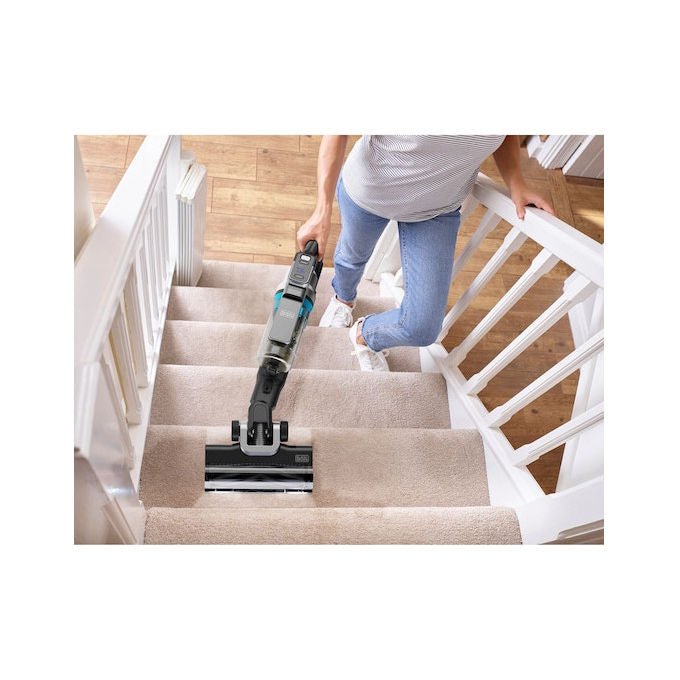 BLACK+DECKER aspirapolvere a scopa senza fili BSV520BRB-QW, 18V, tecnologia ciclonica, luci LED, 55 min autonomia, blu