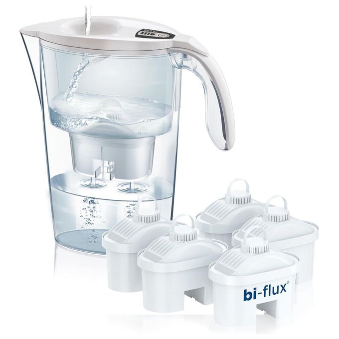 Laica caraffa filtrante J31KF Alka Water, timer digitale, capacita' 2,3 litri, filtro Bi-flux, coperchio Quick Fill