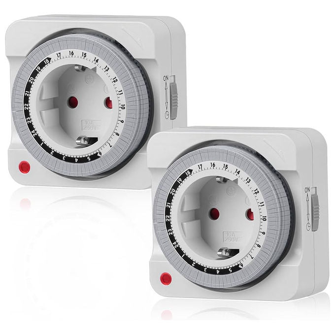 Go Briko timer giornaliero 24h meccanico, guida DIN, 16A 3600W, 230V, intervalli 15 minuti, controllo elettrodomestici