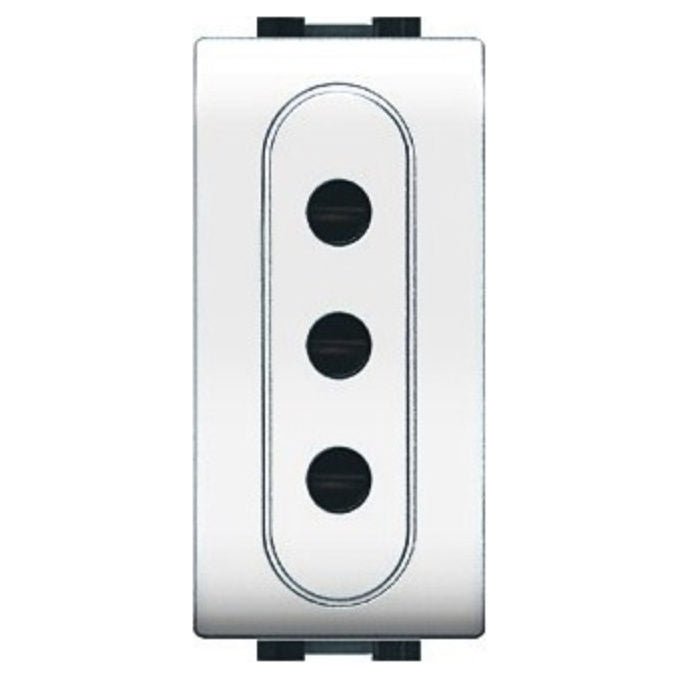 Elettrocanali scatola pvc per canali rigidi ip40, precablata, presa schuko e interruttore, serie mylife, bianco