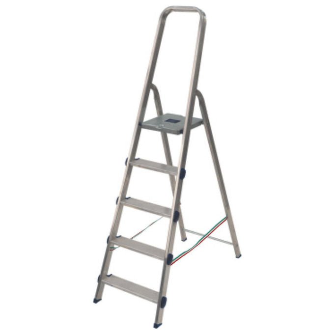 Go Briko scala pieghevole Venere Golden, 5 gradini, alluminio, finitura dorata, uso interno, 150 kg, certificata EN131