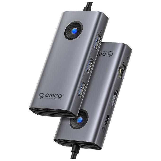 ADJ Progetti docking station USB-C multiport 6 in 1, 2 porte USB 3.0, 1 porta HDMI, 1 porta RJ45, Power Delivery