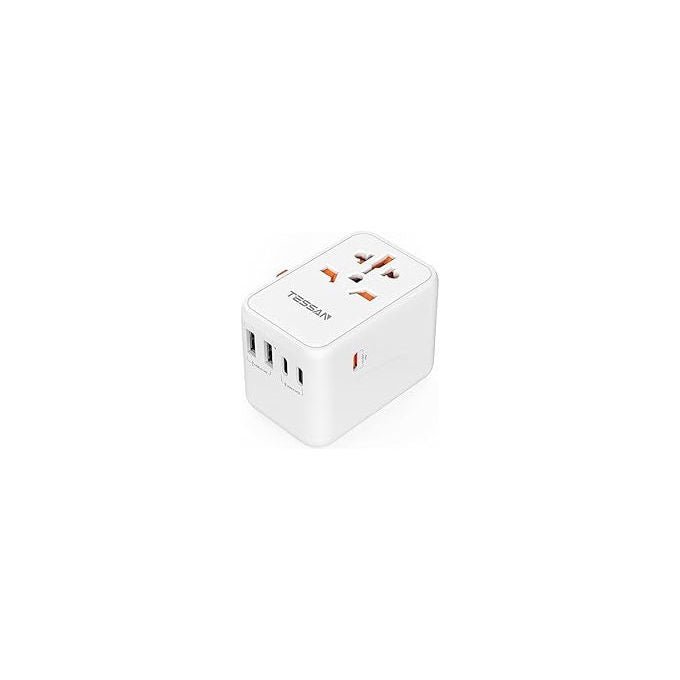 Energizer adattatore da viaggio internazionale, 45W, 2 porte USB-C, 1 porta USB-A, ricarica multipla, bianco
