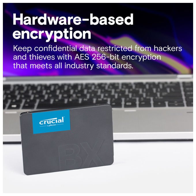 Crucial BX500 ssd interno 4 TB, 2.5'', SATA, 3D TLC NAND, lettura 540 MB-s, scrittura 500 MB-s, per PC e notebook