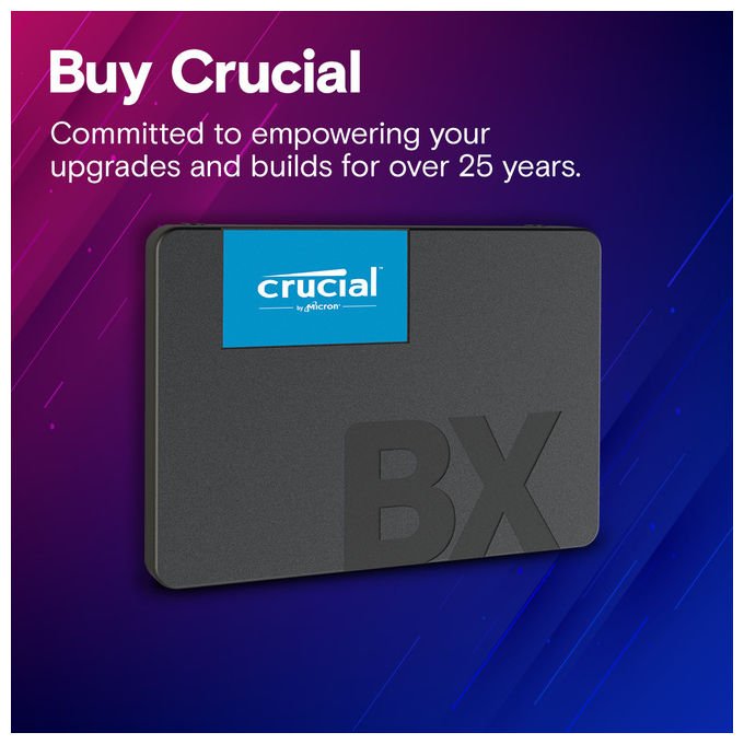 Crucial BX500 ssd interno 4 TB, 2.5'', SATA, 3D TLC NAND, lettura 540 MB-s, scrittura 500 MB-s, per PC e notebook