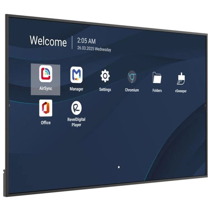 Viewsonic CDE8614-2C display 86 pollici 4K, digital signage, Android 14, 500 cd-m², 24-7, Wi-Fi, nero
