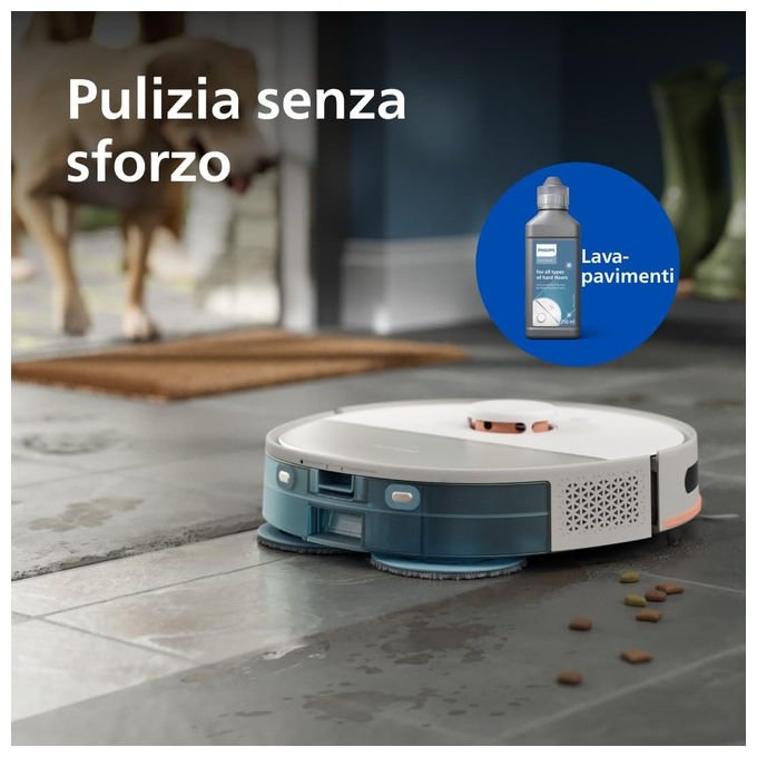 Philips robot aspirapolvere lavapavimenti HomeRun serie 5000, 10.000 Pa, auto-svuotamento, navigazione laser, 200 min, XU5100-20