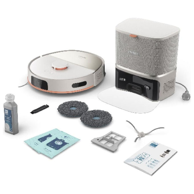 Philips robot aspirapolvere lavapavimenti HomeRun serie 5000, 10.000 Pa, auto-svuotamento, navigazione laser, 200 min, XU5100-20