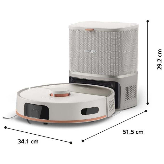 Philips robot aspirapolvere lavapavimenti HomeRun serie 5000, 10.000 Pa, auto-svuotamento, navigazione laser, 200 min, XU5100-20