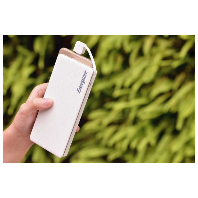 Energizer powerbank 10000 mAh, Quick Charge 3.0, USB-C, uscita USB-A, XP10002CQ, bianco