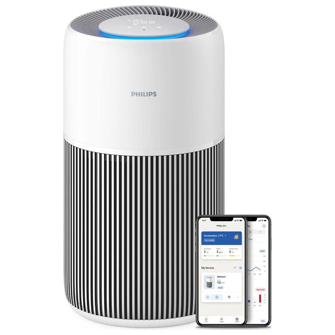 Philips purificatore d'aria PureProtect Quiet Serie 2200, filtro HEPA, 109 m², 13 dB, 420 m³-h, controllo app, bianco