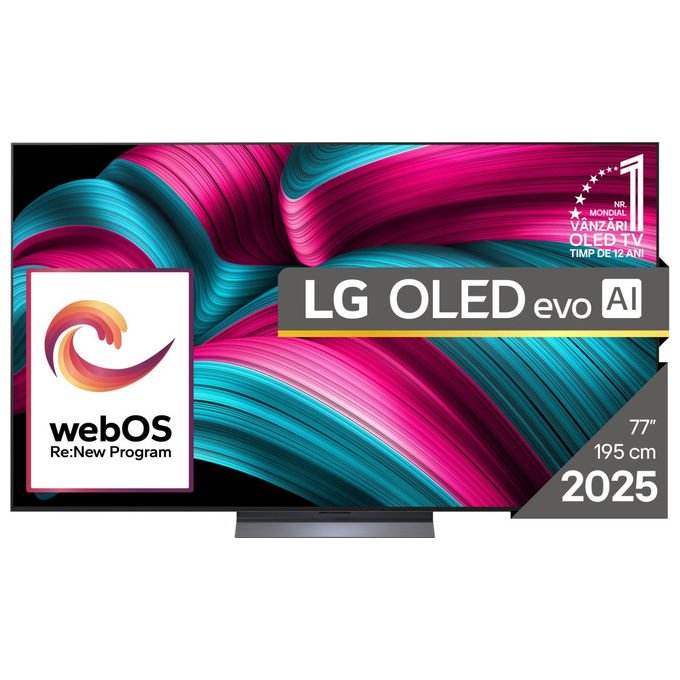LG tv oled evo 77 pollici, OLED77C51LA, 4K Ultra HD, processore α9 Gen 8 AI, 120Hz, Dolby Vision, smart tv webOS 25, nero