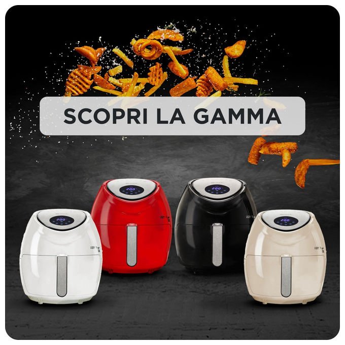 Ariete friggitrice ad aria 7 litri, Airy Fryer XXL, 1800 watt, 7 modalita' di cottura, capacita' 2,5 kg, temperatura fino a 200°C, rosso
