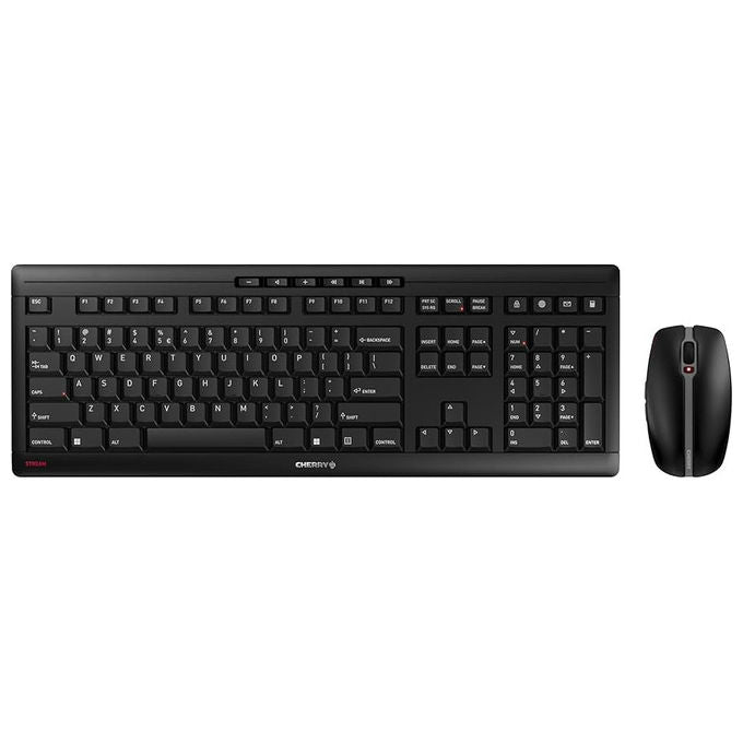 Cherry set tastiera e mouse wireless, silenzioso, 2,4 GHz, layout italiano, Cherry SX, full size, nero
