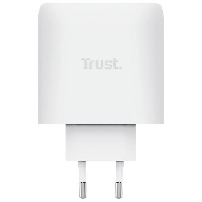 Trust Maxo caricabatterie da muro GaN 65W, 2 porte USB-C, ricarica rapida universale, cavo USB-C incluso, bianco